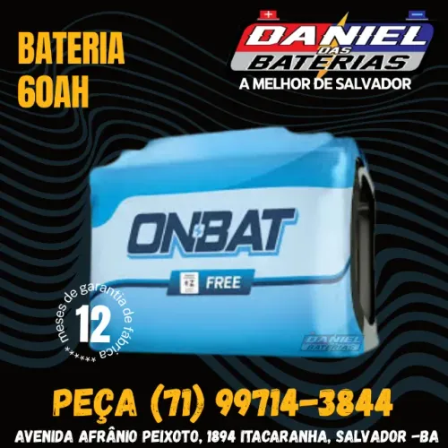 Bateria de carro Onbat 60ah, em Salvador - BA