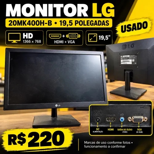 Monitor LG 20MK400H-B 19,5 Polegadas HDMI VGA HD Usado