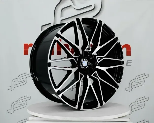Jogo de Roda Bmw X-6 M Preto Diamantada 5x120 - 22x9,5 e 22x10 Offset 35 e 43 (Nv)