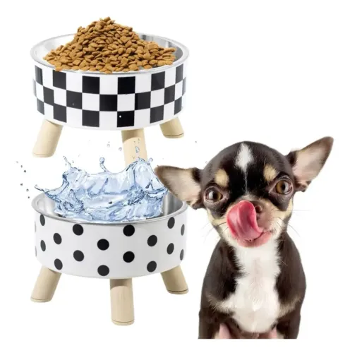 Pote pet multiuso INOX XADREZ - PAR: 2 UNIDADES- Água e Ração 
