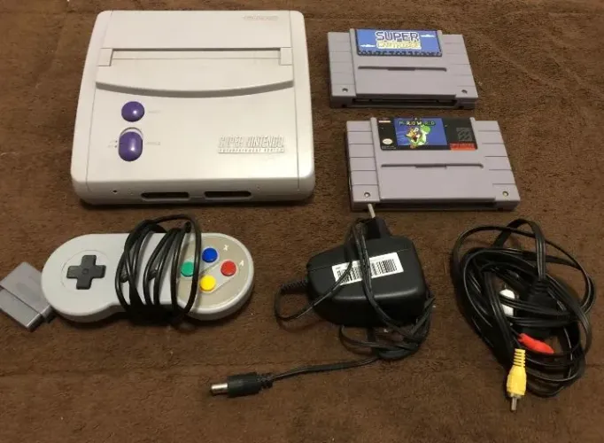 Super Nintendo completo + controle + super Mario World + super cartridge (toda biblioteca)
