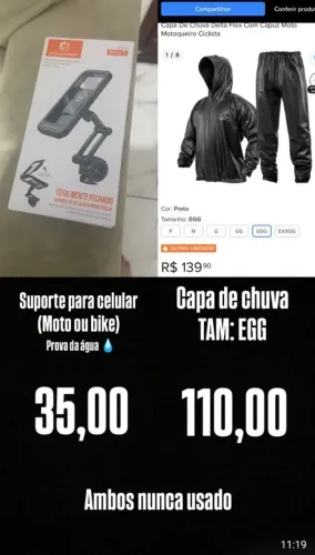 Bag e capa de chuva pra facilitar seu trabalho