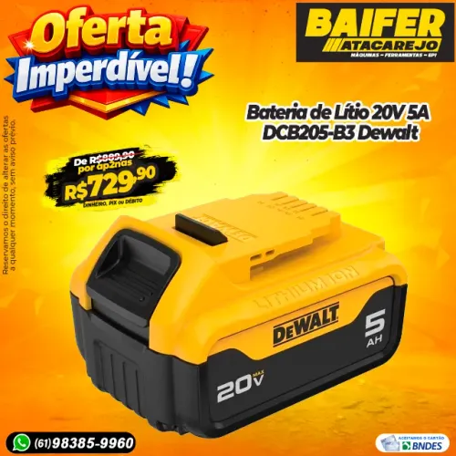 Bateria de Lítio 20V 5A DCB205-B3 Dewalt