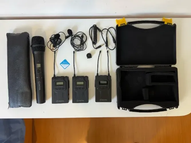 KIT COMPLETO Microfones BOYA BY-WM8 (2 lapelas e 1 De mão)
