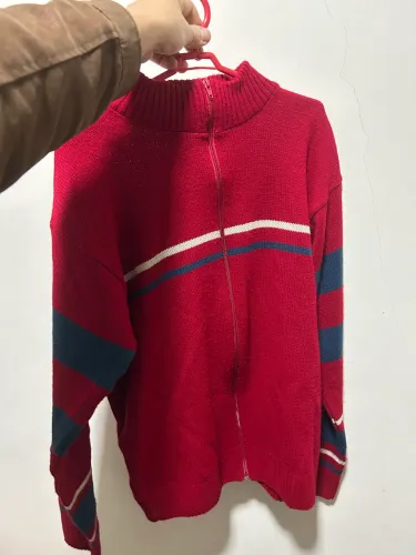 Casaco com zíper, vermelho