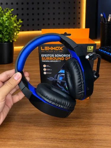 fone de ouvido Headset Gamer sem Fio Led RGB Lehmox LEF-1031A an5