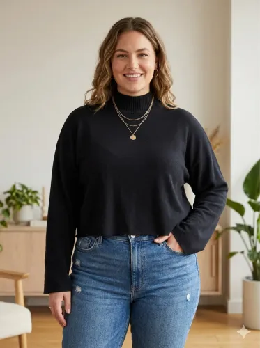 Blusa Cropped tam GG preta Marfinno