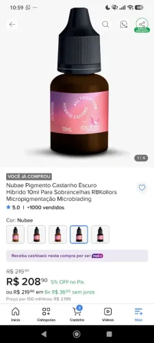 Pigmento micropigmentação Nubae RbKollors
