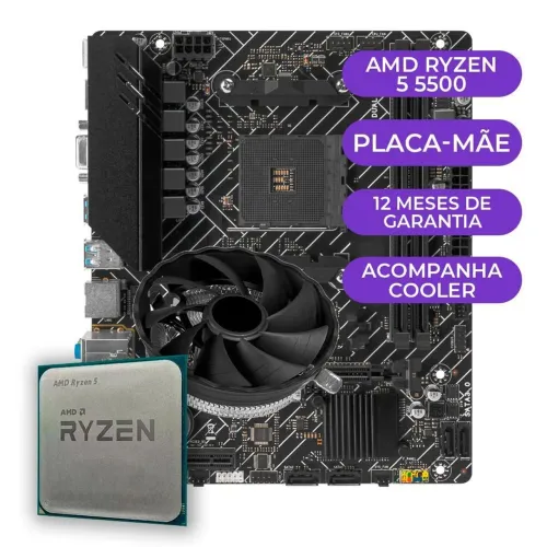 Kit upgrade Gamer AMD ryzen 5 5500 + placa mãe a520