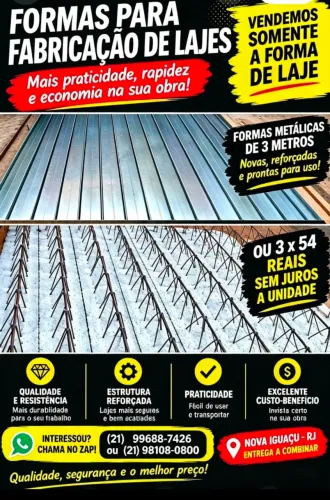 Formas novas para fabricação de Lajes