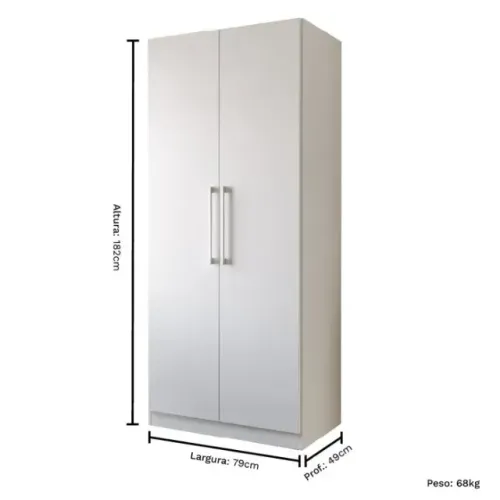 Armário Multiuso Grande 1,82m com 2 Portas e 5 Prateleiras Rimo - Branco