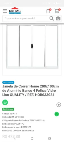 Janela de Alumínio e vidro 200x100 quality