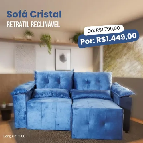 PROMOÇÃO URGENTE - Sofá RETRÁTIL RECLINÁVEL Direto da Fábrica Azul