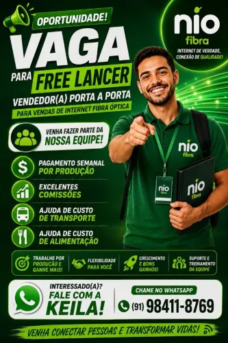 VAGAS PARA VENDEDORES FREELANCER NIO FIBRA