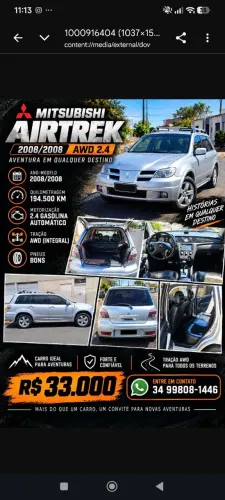 Mitsubishi Airtrek 2.4 16V 163cv/ 136cv 4X4 5P Aut. 2008