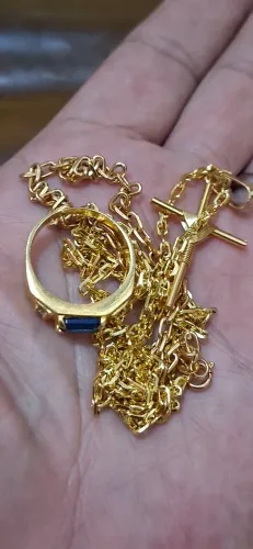CORDÃO, PULSEIRA E PINGENTE MOEDA ANTIGA + 1 anel banhado