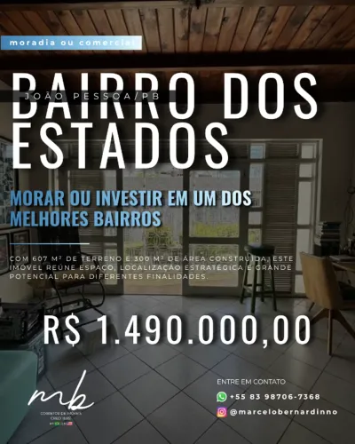 Casa à Venda no Bairro dos Estados - Moradia ou Comercial