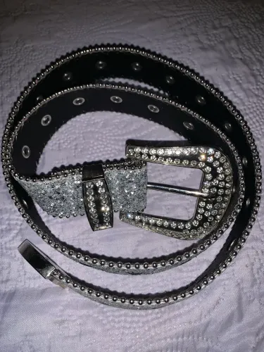 Cinto Unissex Punk de Cowboy com Strass com Fivela Metálica USADO UMA VEZ