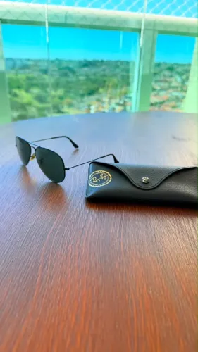 Óculos Ray-Ban Aviador Original Preto Lente Verde G-15 Com estojo de couro