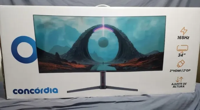 Monitor Concórdia Gamer Curvo Ultrawide UZ340 34" WQHD, 165hz, 1ms, 2 HDMI, 2 DP, SRGB 10
