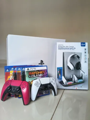 PlayStation 5 slim 1TB com leitor + 2 controles + jogos + estação de carga