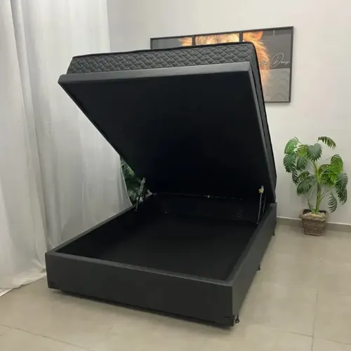 Base Baú em Corino com Colchão Pasquale Casal D45- pronta entrega