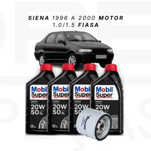 Kit Troca Óleo Siena 1.0 8V Fiasa 96 a 2000 20W50 + Filtro