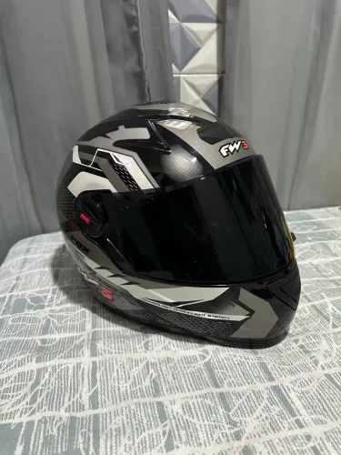 Capacete Fw3 Integral Fechado Gtx Fox C/ Óculos Interno Cor Grafitte