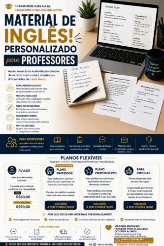 Materiais Personalizados de Inglês para Professores e Escolas