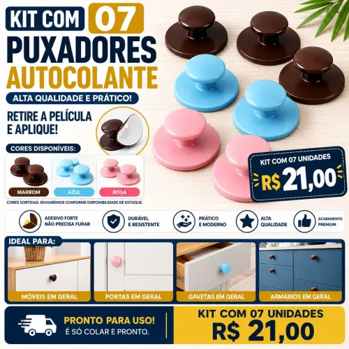 Kit 7 puxadores adesivos Autocolantes