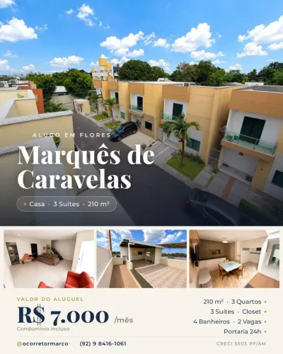 ALUGO CASA 3 QUARTOS - FLORES - MARQUÊS DE CARAVELAS
