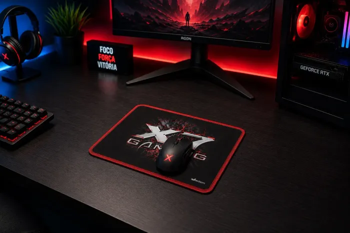 Mouse Pad Gamer 34cm x 25cm Personalizado set up vermelho
