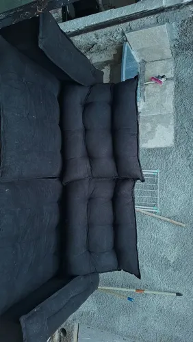 Sofá retrátil e reclinável preto dois lugares