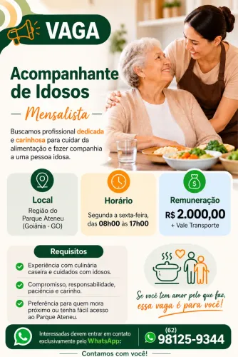 ? VAGA ? ACOMPANHANTE DE IDOSOS (MENSALISTA)