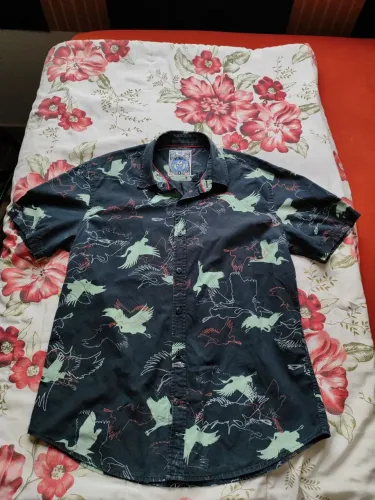 Camisa Masculina Blue Steel Estampada | Manga Curta | Tam. M