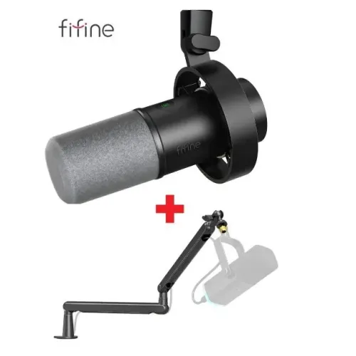 Kit Fifine BM88 + Fifine K688 Microfone + Suporte Braço Articulado