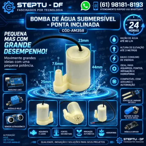 Mini Bomba De Água Submersível - Ponta Inclinada  Arduino Automação Robotica COD-AM358 