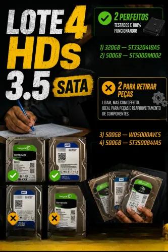 Lote 4 Hds Sata 3.5 2 Funcionando + 2 Para Peças Leia Descrição