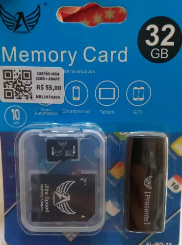 Cartao de memória 32GB+ adaptadores (classe 10)