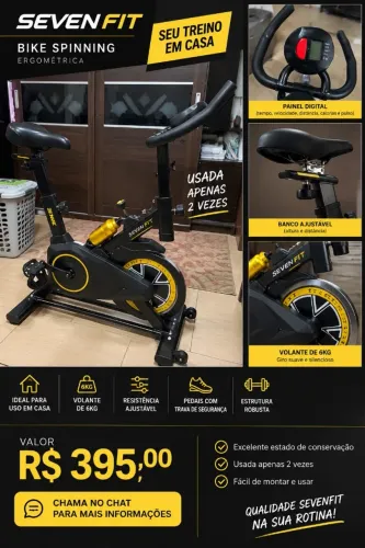 Bicicleta Ergométrica Spinning Sevenfit com Volante de 6kg e Porta Garrafa