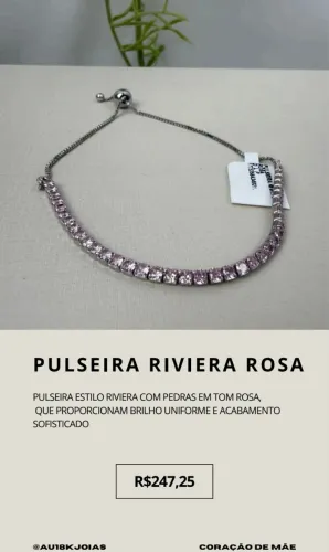 Pulseira Riviera Rosa em Prata 925