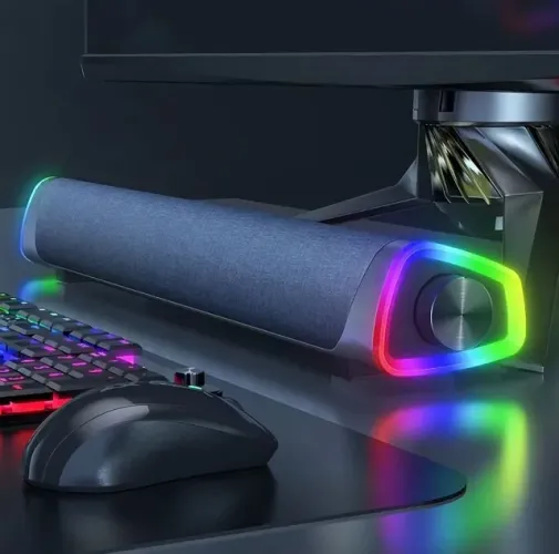 Soundbar Caixa de Som PC Bluetooth RGB Computador Tv Televisão Controle de Som Potente 12W