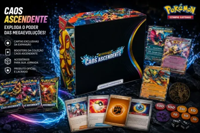 Pokémon Booster Box Caos Ascendente / Megaevolução - Caos Ascendente (ME04), oficial PT-BR