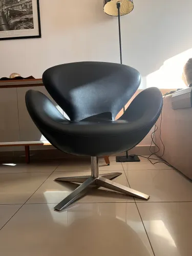 Cadeira Escritório Swan Corino Preto Base Alumínio