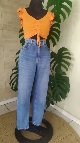 Calça jeans mom feminina lavagem clara BLUE streel Tam 38.