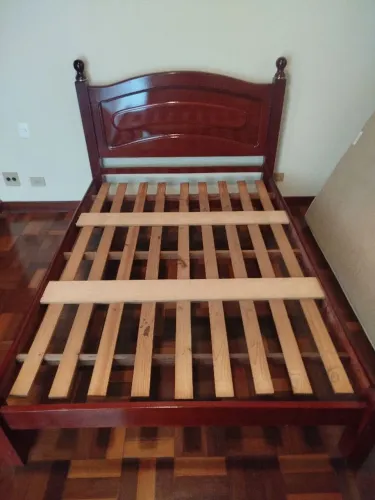 Cama Casal Madeira Maciça Mogno Antiga Reforçada Luxo