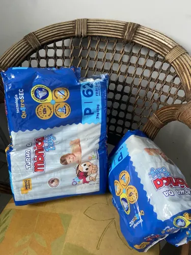 Fralda tamanho P Turma da Mônica