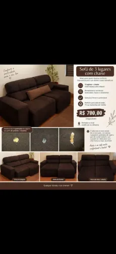 SOFÁ 3 LUGARES MARROM