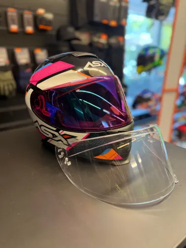 Capacete Asx Eagle Fast Preto Brilhante Rosa Esportivo Moto