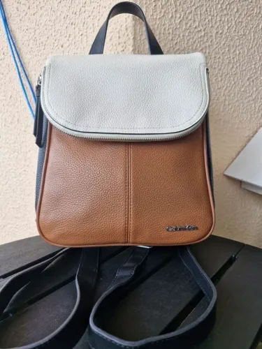Mochila Calvin Clein Original (off whith, caramelo e preto)
